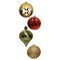 Vibrant Red Gold and Green Shatterproof Oversize Ornament Set
